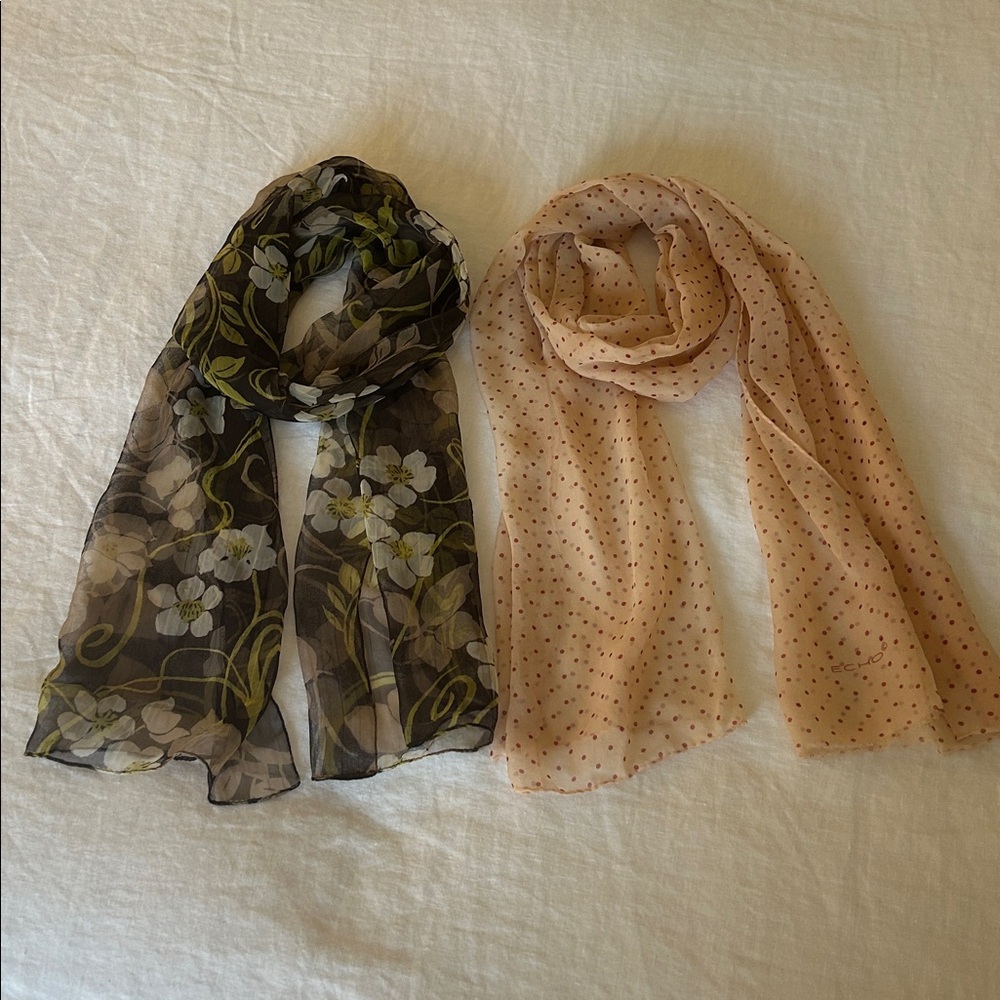 Floral and Polka Dot Scarf - Two for one.